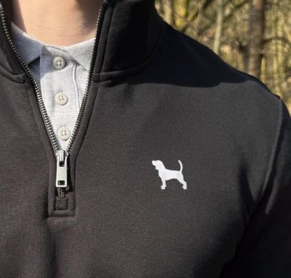 Beagle Gifts Embroidered Unisex Eco-Friendly 1/4 Zip High Neck Heavyweight Sweatshirt From The House Of Dog.