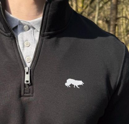 Border Collie Sheepdog Clothing Gifts Embroidered Unisex Eco-Friendly 1/4 Zip High Neck Heavyweight Sweatshirt From The House Of Dog.