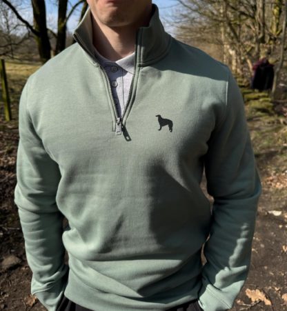 Borzoi Clothing Gifts Embroidered Unisex Eco-Friendly 1/4 Zip High Neck Heavyweight Sweatshirt From The House Of Dog. - Image 4