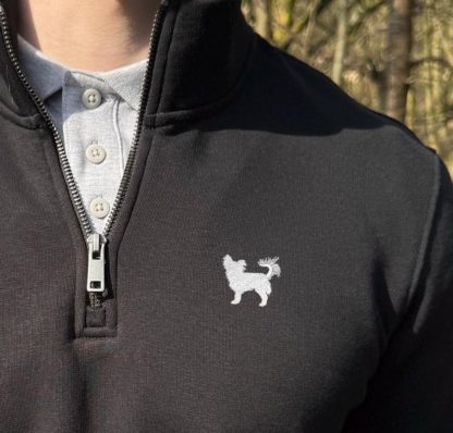 Chihuahua Clothing Gifts Embroidered Unisex Eco-Friendly 1/4 Zip High Neck Heavyweight Sweatshirt From The House Of Dog.