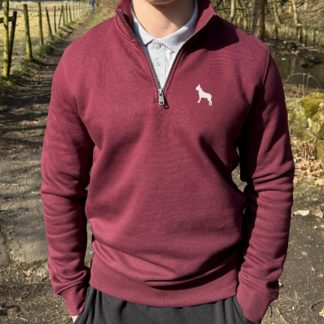 Boston Terrier Clothing Gifts Embroidered Unisex Eco-Friendly 1/4 Zip High Neck Heavyweight Sweatshirt From The House Of Dog.