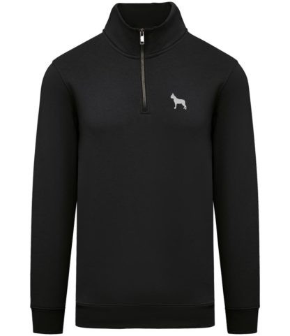 Boston Terrier Clothing Gifts Embroidered Unisex Eco-Friendly 1/4 Zip High Neck Heavyweight Sweatshirt From The House Of Dog. - Image 6