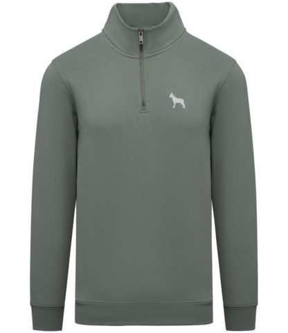 Boston Terrier Clothing Gifts Embroidered Unisex Eco-Friendly 1/4 Zip High Neck Heavyweight Sweatshirt From The House Of Dog. - Image 8