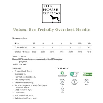 Whippet Clothing Gifts Embroidered Unisex Eco-Friendly Super Heavyweight Hooded Sweatshirt From The House Of Dog. - Image 10