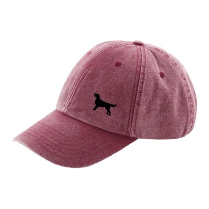 The House Of Dog: Flat Coated Retriever Owner Gift. Distressed Vintage Washed 100% Heavyweight Brushed Cotton Embroidered Baseball Cap. - Image 2