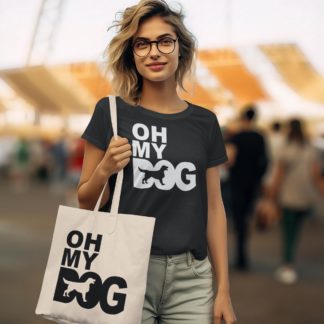 Oh My Dog! Flat Coated Retiever Owner Clothing Gift Printed Heavyweight Organic Cotton T-shirt Gift From The House Of Dog.