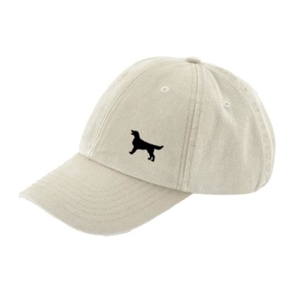 The House Of Dog: Flat Coated Retriever Owner Gift. Distressed Vintage Washed 100% Heavyweight Brushed Cotton Embroidered Baseball Cap. - Image 8