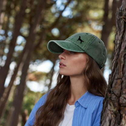 The House Of Dog: Flat Coated Retriever Owner Gift. Distressed Vintage Washed 100% Heavyweight Brushed Cotton Embroidered Baseball Cap. - Image 9