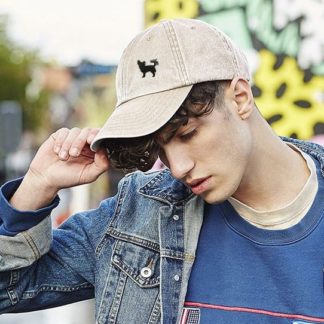 The House Of Dog: Chihuahua Owner Gift. Distressed Vintage Washed Heavyweight Brushed Cotton Embroidered 6 Panel Low Profile Baseball Cap
