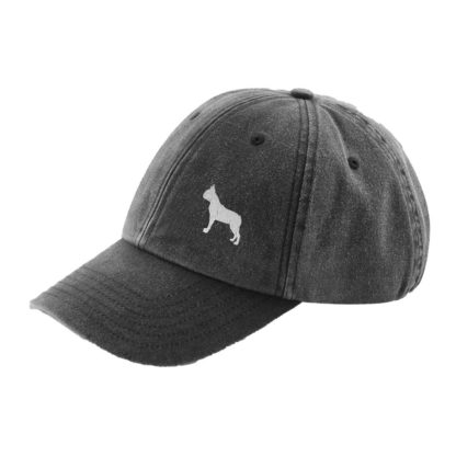 Boston Terrier Owner Gift. Distressed Vintage Washed 100% Heavyweight Brushed Cotton Embroidered Low Profile Baseball Cap - Image 4