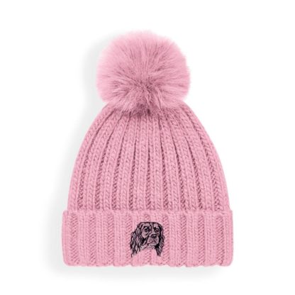 English springer spaniel owner gifts, super soft faux fur ski pom pom chunky knit embroidered unisex beanie from the house of dog - Image 5