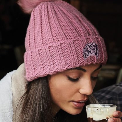 English springer spaniel owner gifts, super soft faux fur ski pom pom chunky knit embroidered unisex beanie from the house of dog - Image 10