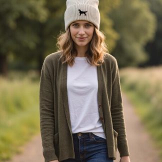 Flat Coated Retriever Owner Clothing Gifts.  Oversized Cuffed 'Eco Friendly' Beanie Ski Hat From The House Of Dog.