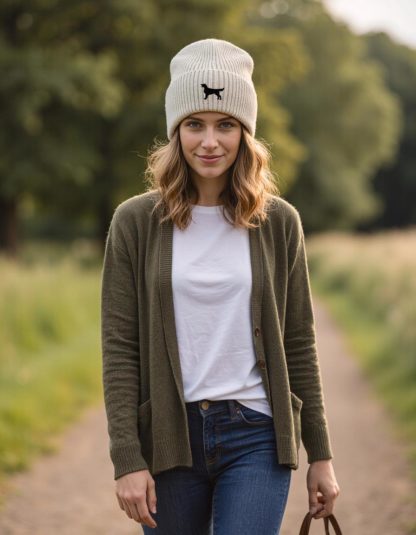 Flat Coated Retriever Owner Clothing Gifts.  Oversized Cuffed 'Eco Friendly' Beanie Ski Hat From The House Of Dog.
