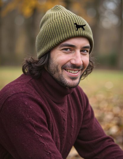 Flat Coated Retriever Owner Clothing Gifts.  Oversized Cuffed 'Eco Friendly' Beanie Ski Hat From The House Of Dog. - Image 2