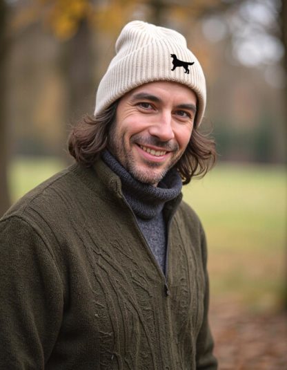 Flat Coated Retriever Owner Clothing Gifts.  Oversized Cuffed 'Eco Friendly' Beanie Ski Hat From The House Of Dog. - Image 3