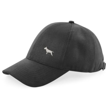 Bull terrier owner clothing gifts, faux suede leather baseball cap hat from the house of dog. - Image 2