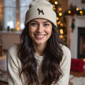 Airedale Terrier Owner Clothing Gifts.  Oversized Cuffed 'Eco Friendly' Beanie Ski Hat From The House Of Dog.