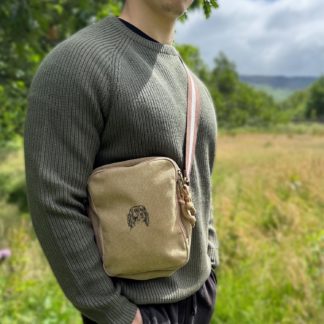 English Springer Spaniel Embroidered Vintage Canvas Dog Walking Bag. A Unique Product From The House Of Dog.