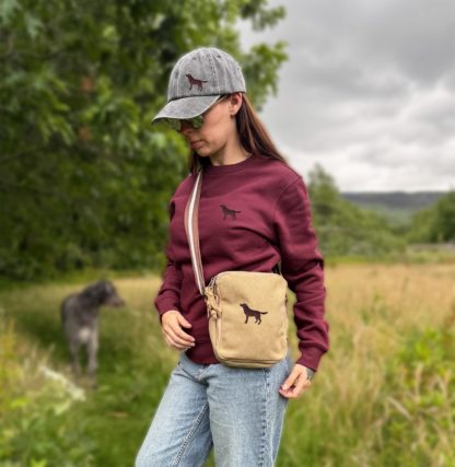 Chocolate Brown Labrador Retriever Embroidered Vintage Canvas Dog Walking Bag. A Unique Product From The House Of Dog. - Image 4