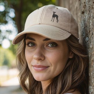 Whippet Italian Greyhound Galgo Owner Gifts. Distressed Vintage Washed 100% Heavyweight Brushed Cotton Embroidered  Low Profile Baseball Cap