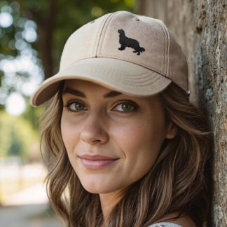 Cavalier King Charles Spaniel Clothing Gifts. 100% Vintage Washed Chino Cotton Embroidered 6 Panel Unstructured Baseball Cap Hat.