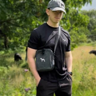 Bedlington Terrier Embroidered Vintage Canvas Dog Walking Bag. A Unique Product From The House Of Dog.