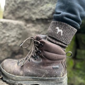 Bedlington Terrier (TWO PAIRS) Gift Men's Wool Blend Boot Socks with Cushion Sole from The House Of Dog x 2 PAIRS. One Size Men's 6-11