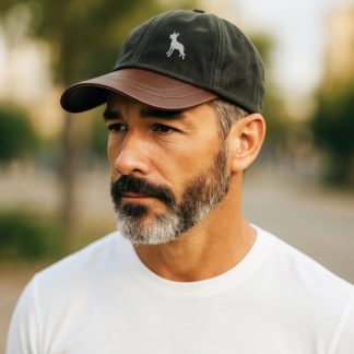 Malinois Gifts, Waxed Cotton Leather Peak Waterproof Baseball Cap.